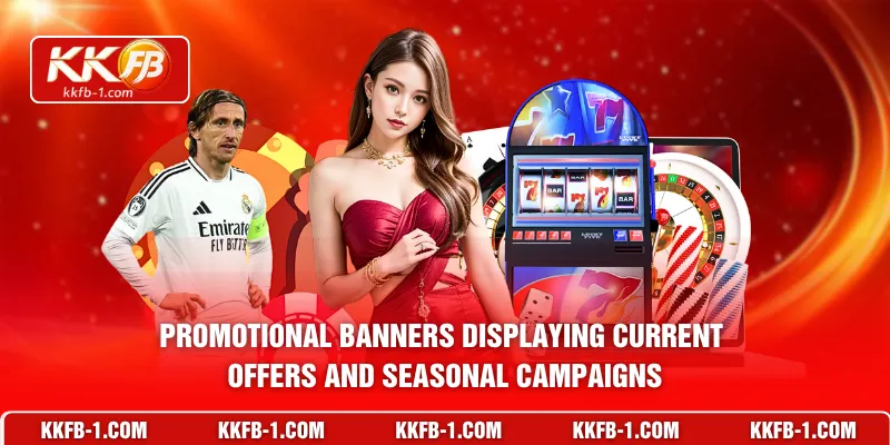 Promotional banners displaying current offers and seasonal campaigns